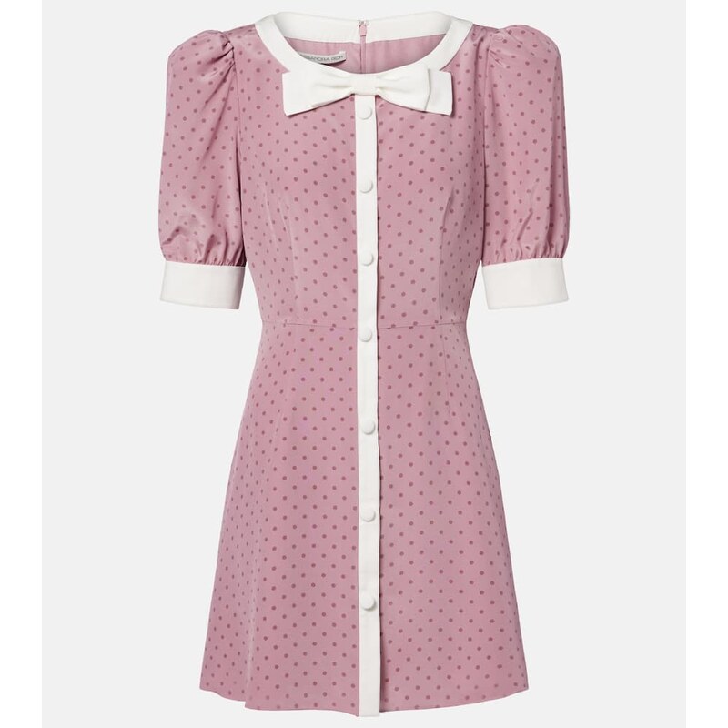 Alessandra Rich Bow-detail polka-dot silk minidress