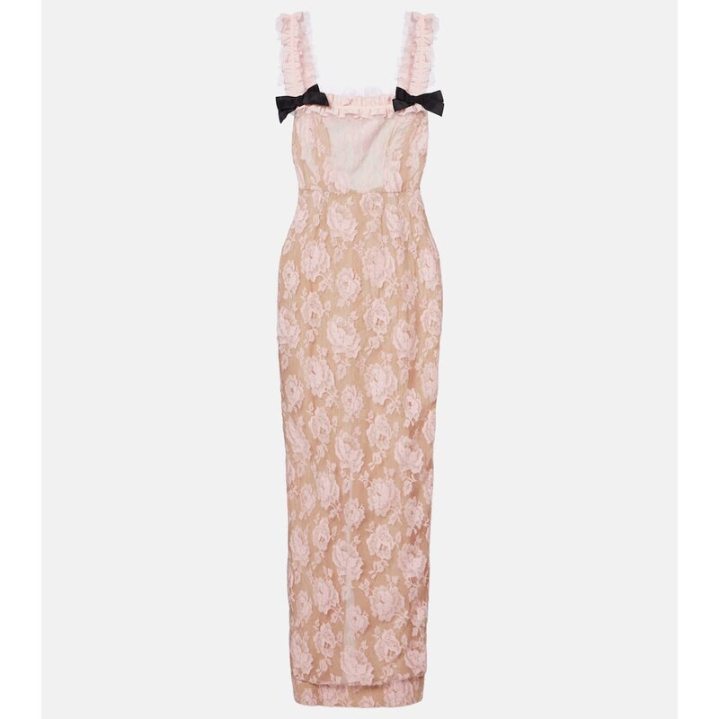 Alessandra Rich Ruffled cotton-blend lace maxi dress