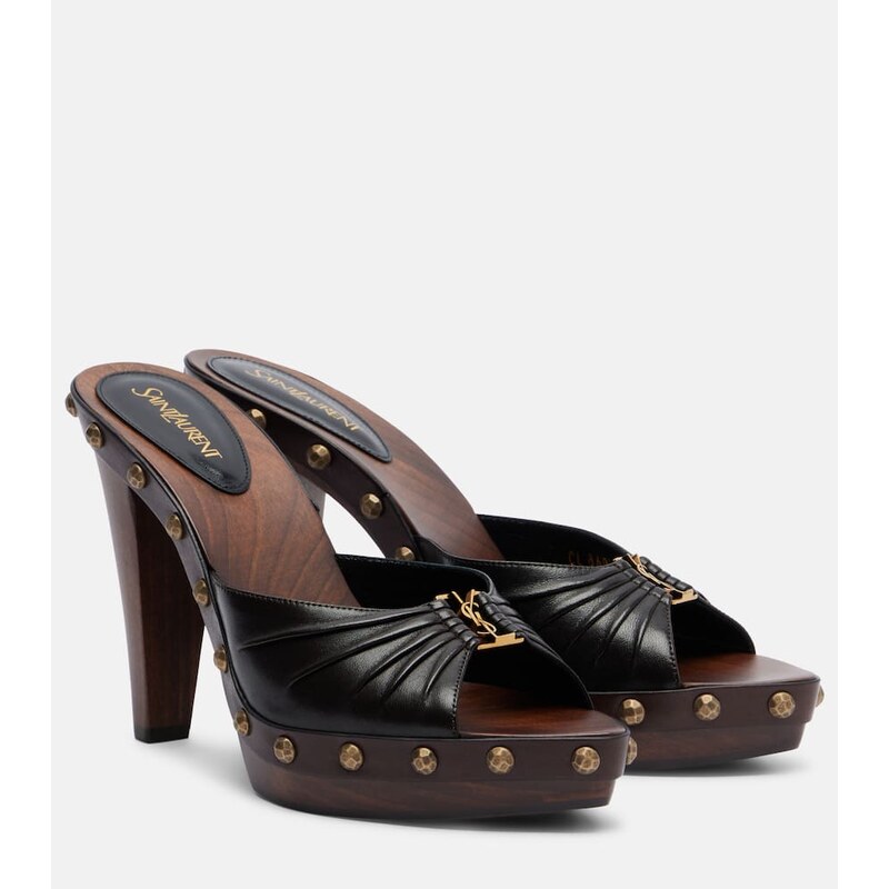 Saint Laurent Babylone studded leather platform mules