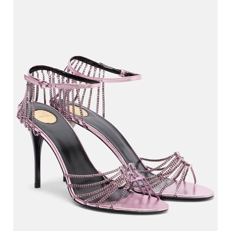 Saint Laurent Babylone 90 leather-trimmed sandals