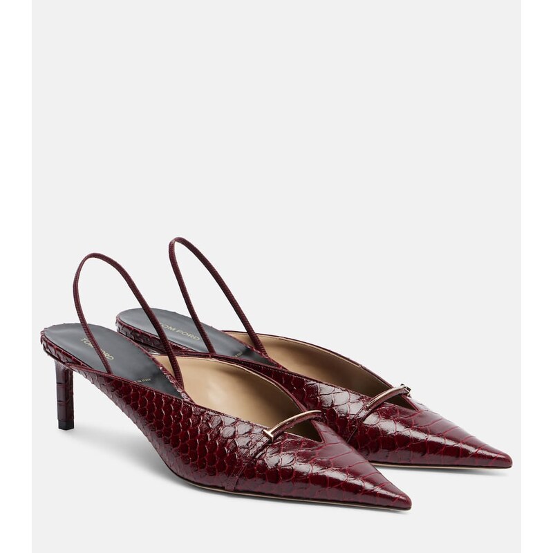 Tom Ford Croc-effect leather slingback pumps