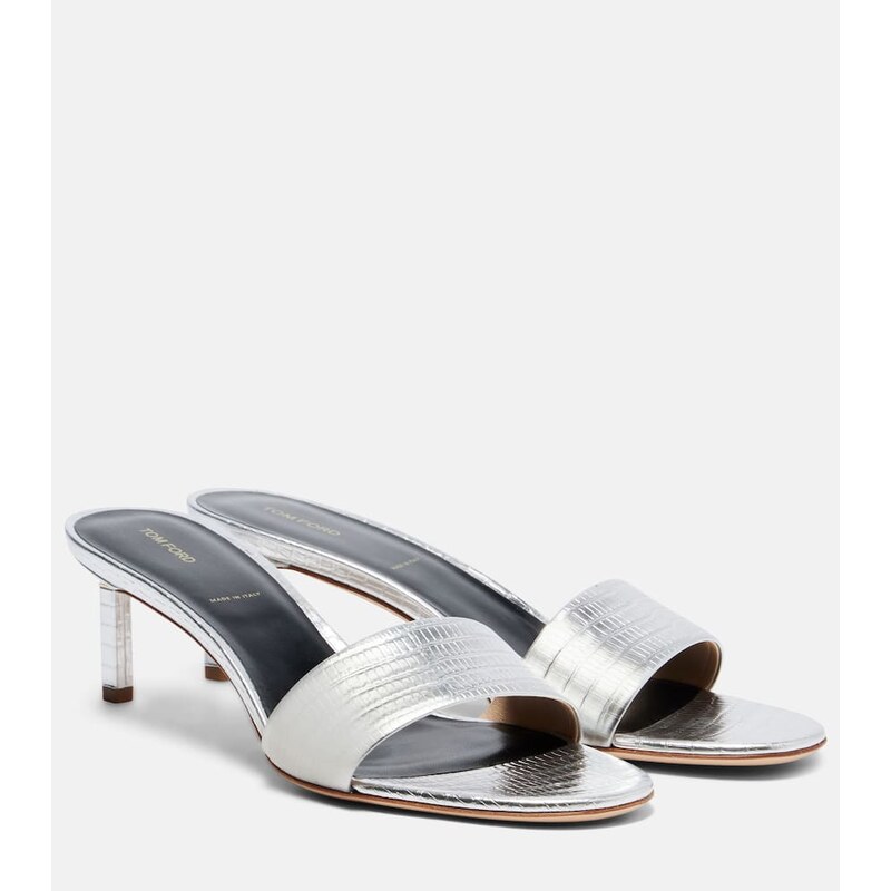 Tom Ford 55 metallic leather mules