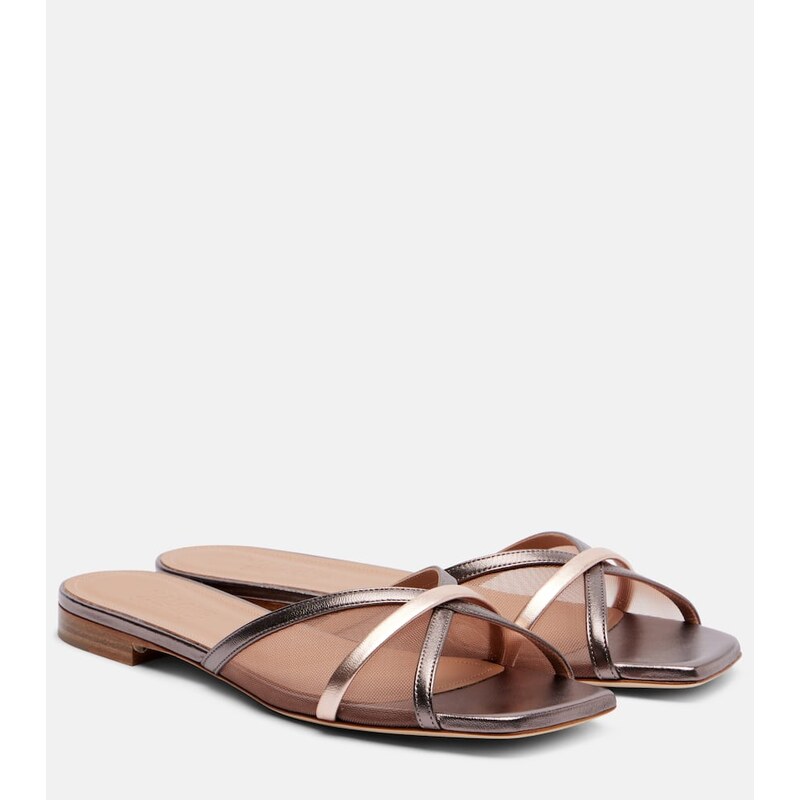 Malone Souliers Perla leather and mesh slides