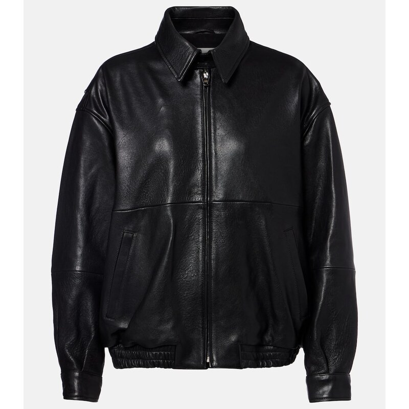 Nour Hammour Doran oversized leather blouson jacket