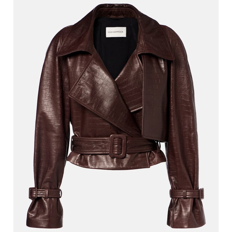 Nour Hammour Hatti croc-effect leather jacket