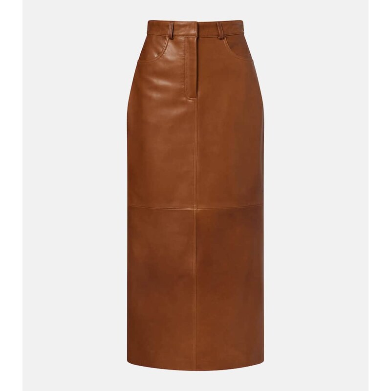 Nour Hammour Ghalia leather pencil skirt