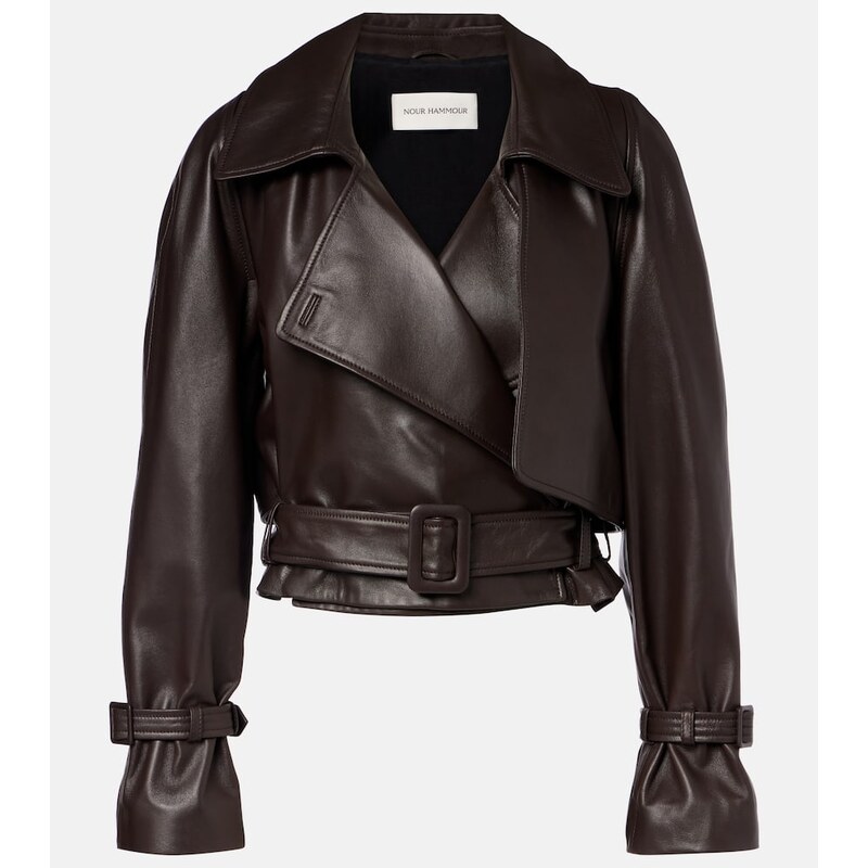 Nour Hammour Hatti cropped leather jacket