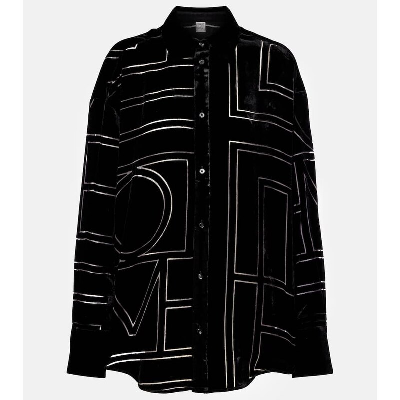Toteme Logo oversized velvet devorÃ shirt