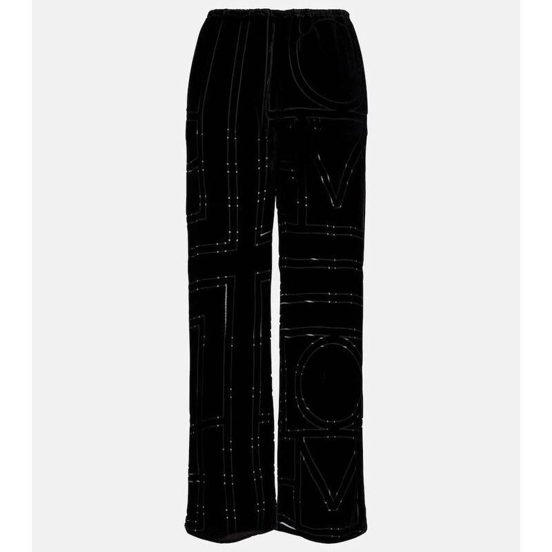 Toteme Logo velvet wide-leg pants