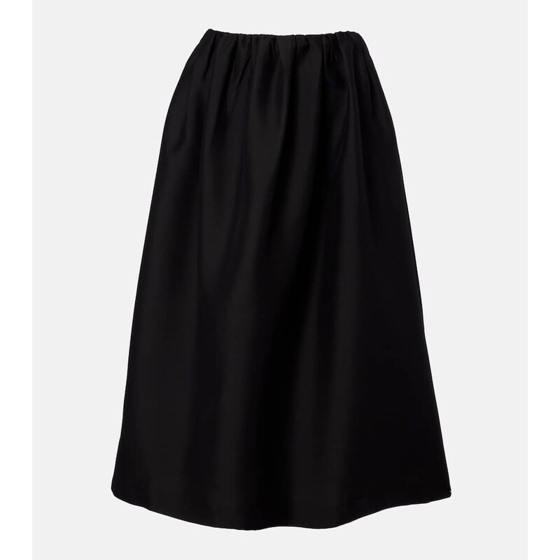 Toteme Gathered wool and silk midi skirt
