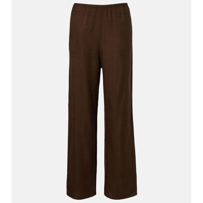 Toteme Monogram embroidered flannel pajama pants