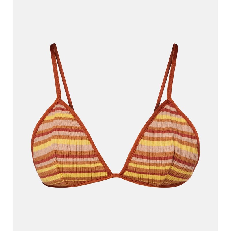 Bananhot Ann ribbed-knit striped bikini top