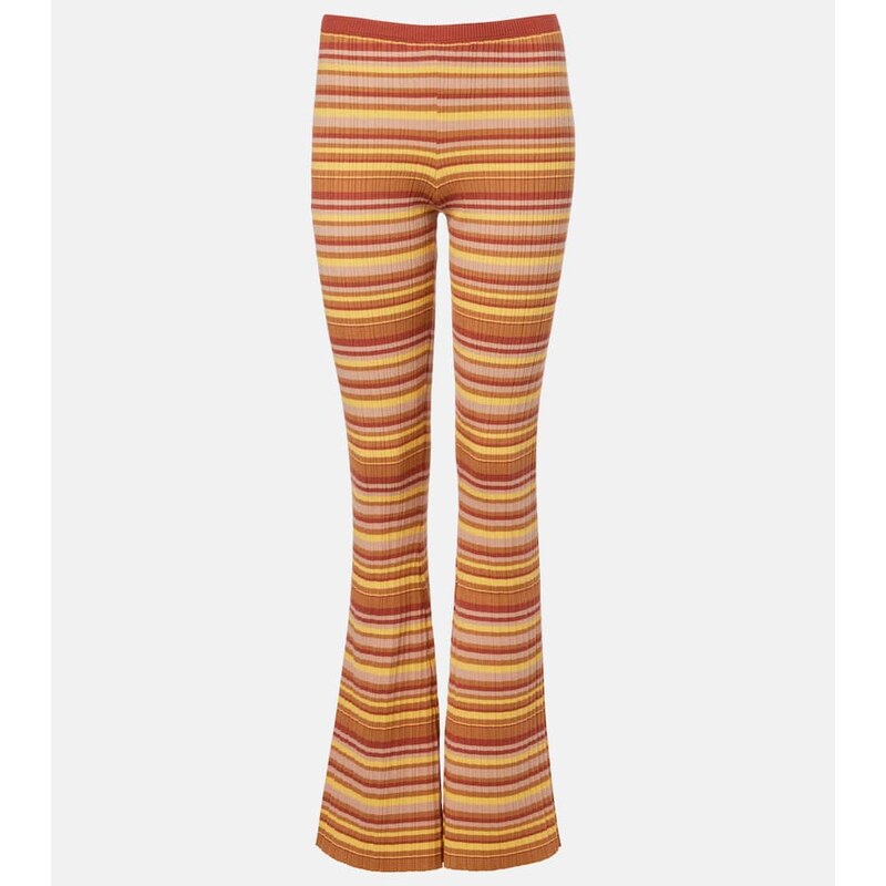 Bananhot Ann ribbed-knit striped flared pants