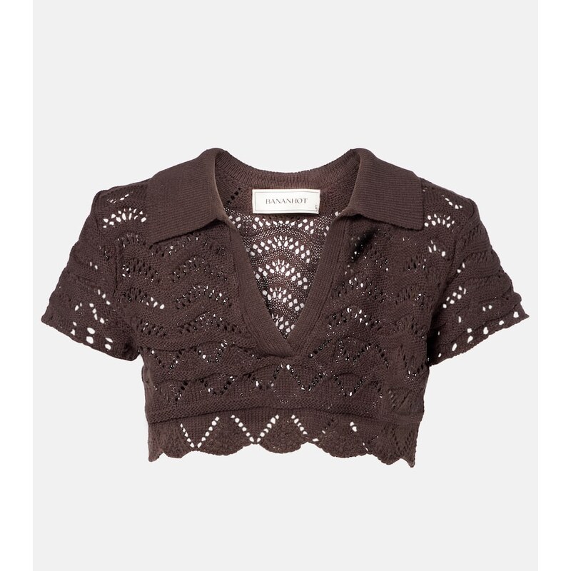 Bananhot Coco open-knit cotton-blend crop top