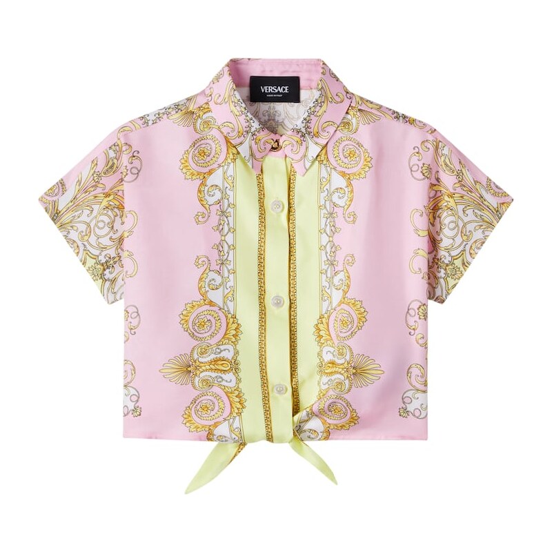 Versace Kids Spring Barocco silk twill shirt