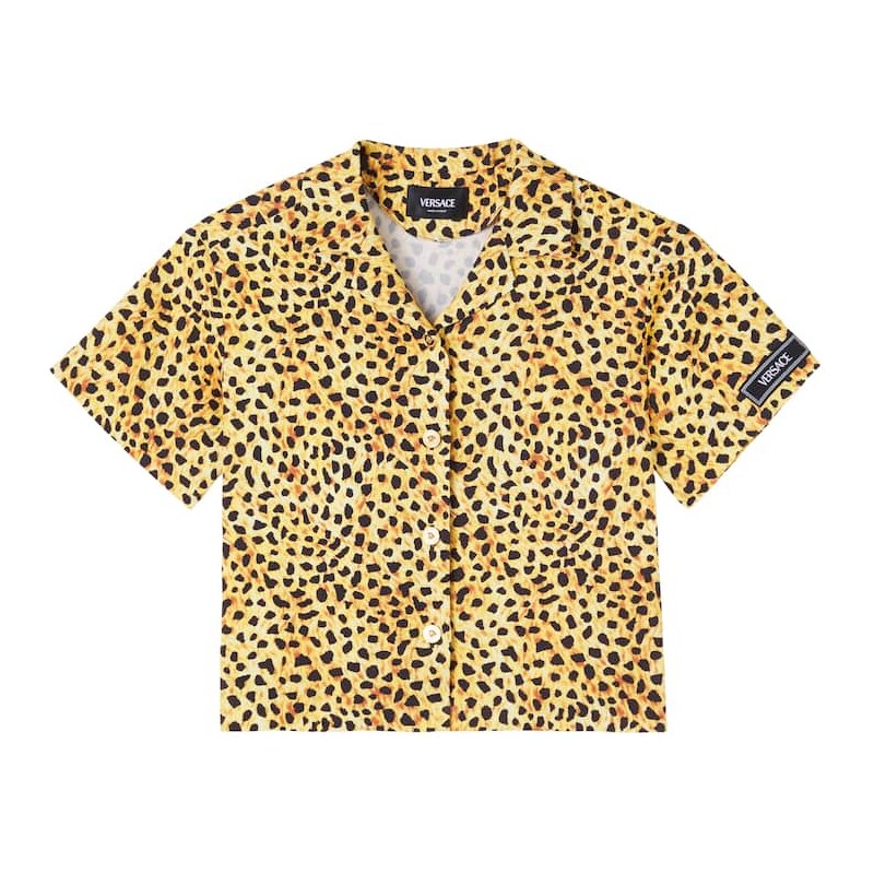 Versace Kids Leopard-print cady shirt