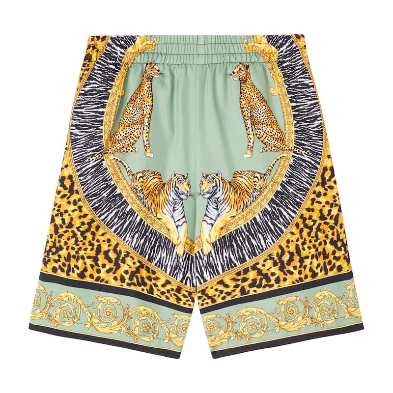 Versace Kids Wild Cats silk shorts