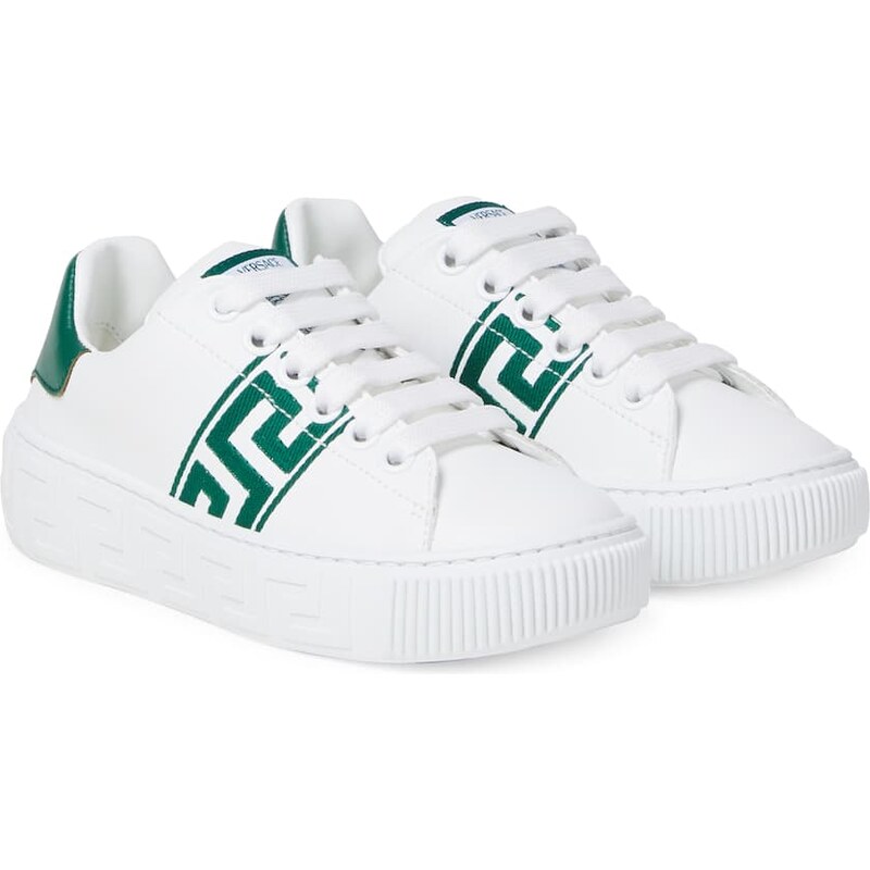 Versace Kids Greca embroidered sneakers