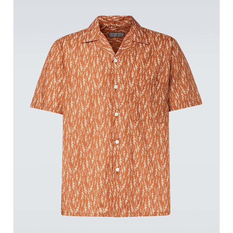 Canali Printed cotton-blend bowling shirt