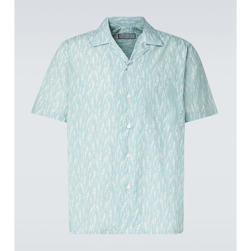 Canali Printed cotton-blend bowling shirt