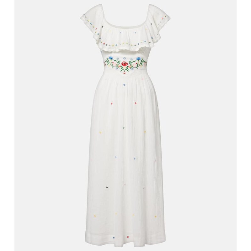 Rixo Ebony embroidered cotton midi dress