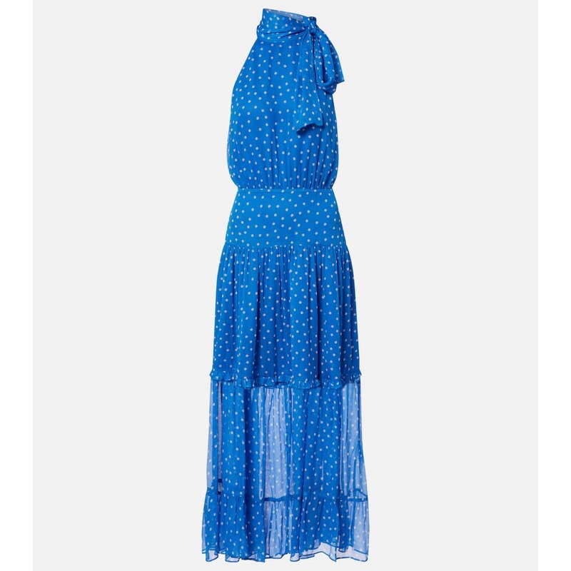 Rixo Layla tie-neck polka-dot midi dress
