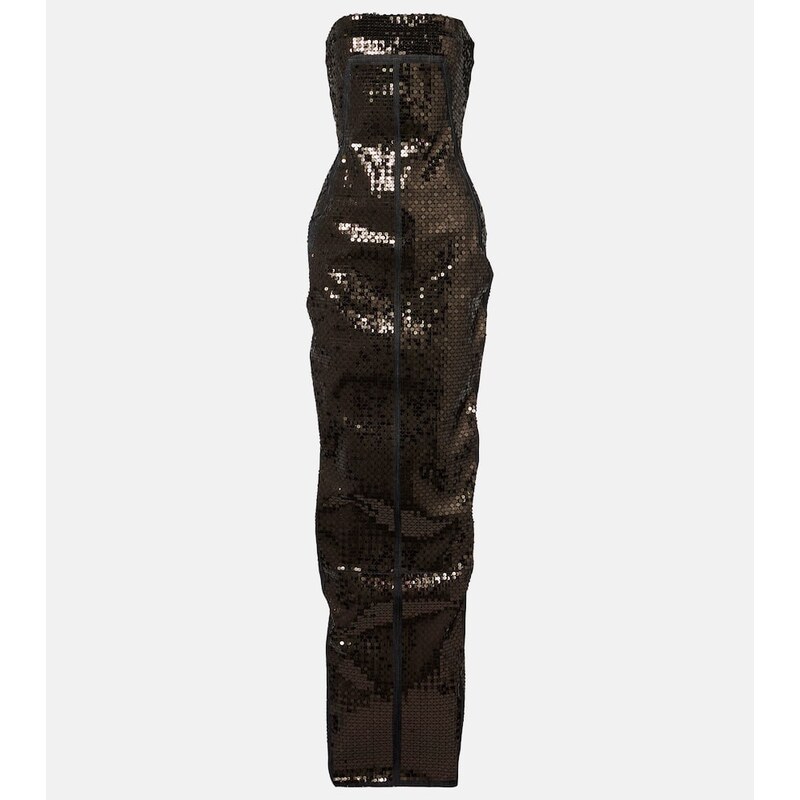 Rick Owens Sequined denim bustier gown