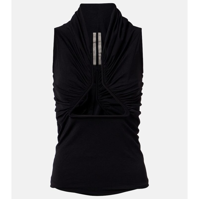 Rick Owens Cutout ruched jersey top