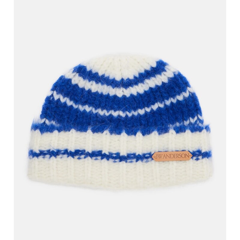 JW Anderson Striped alpaca-blend beanie