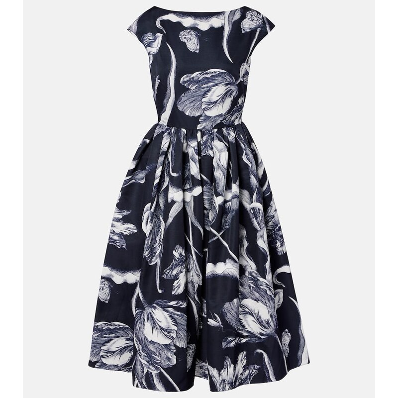 Erdem Floral cotton-blend faille midi dress