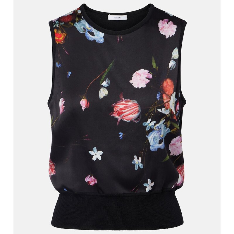 Erdem Floral printed wool top