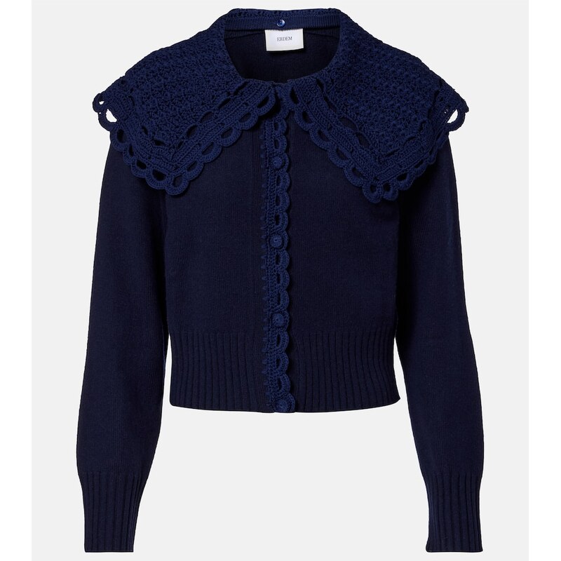 Erdem Crochet-trimmed wool-blend cardigan