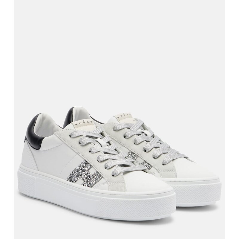 Hogan H705 Allacciato H glitter leather platform sneakers