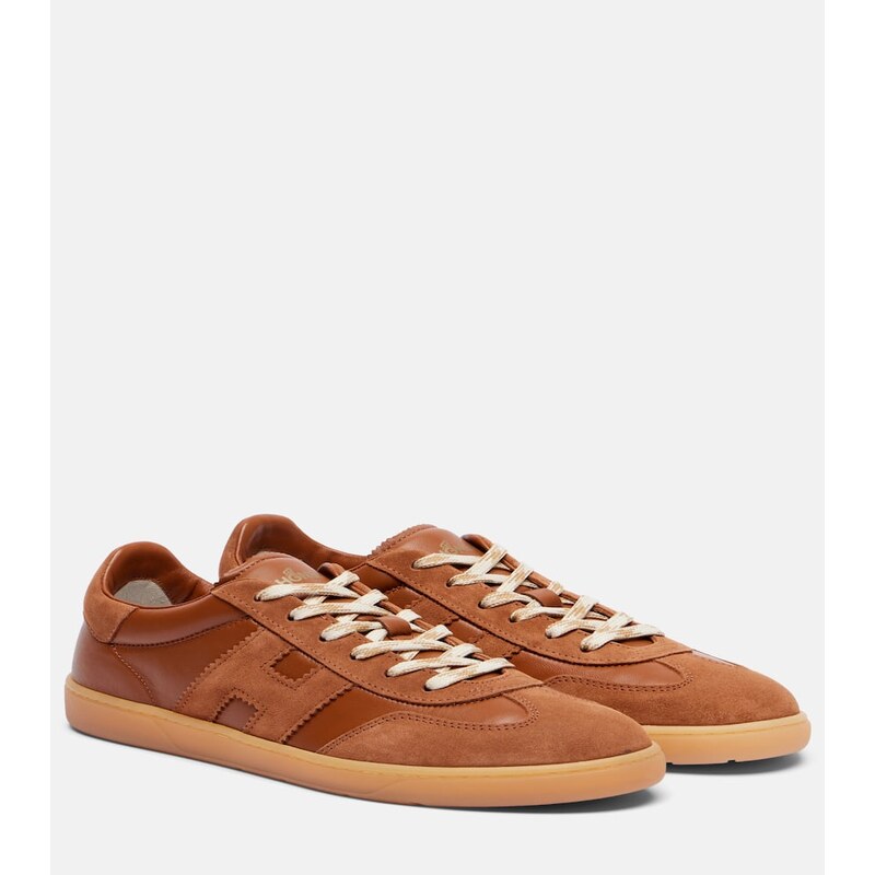 Hogan Cool suede-trimmed leather sneakers