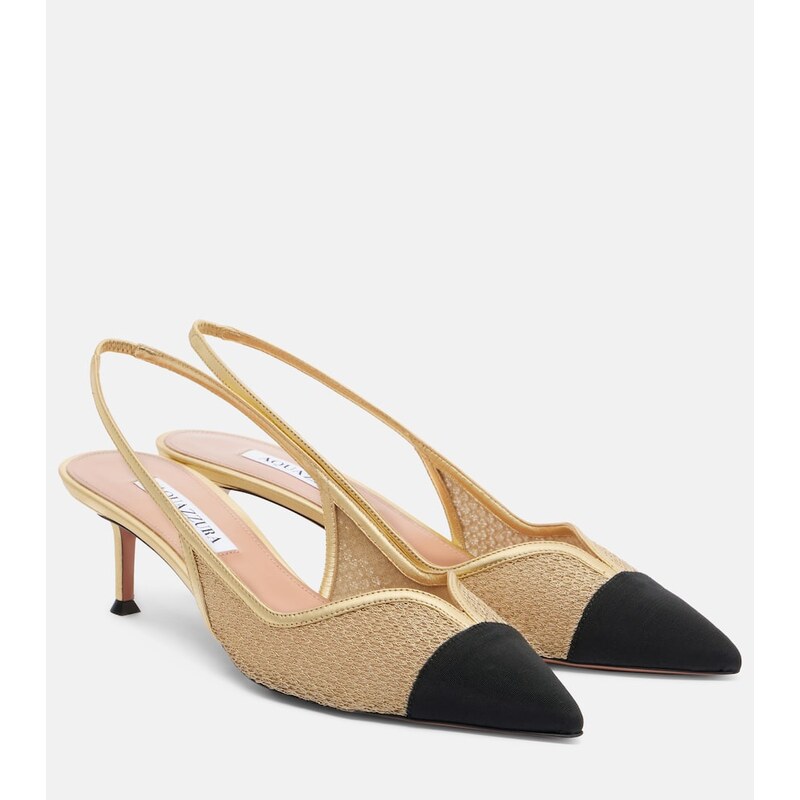 Aquazzura Gia 50 mesh slingback pumps
