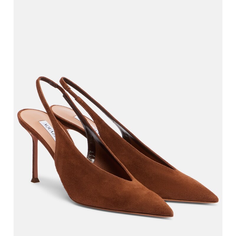 Aquazzura Voltaire 85 suede slingback pumps