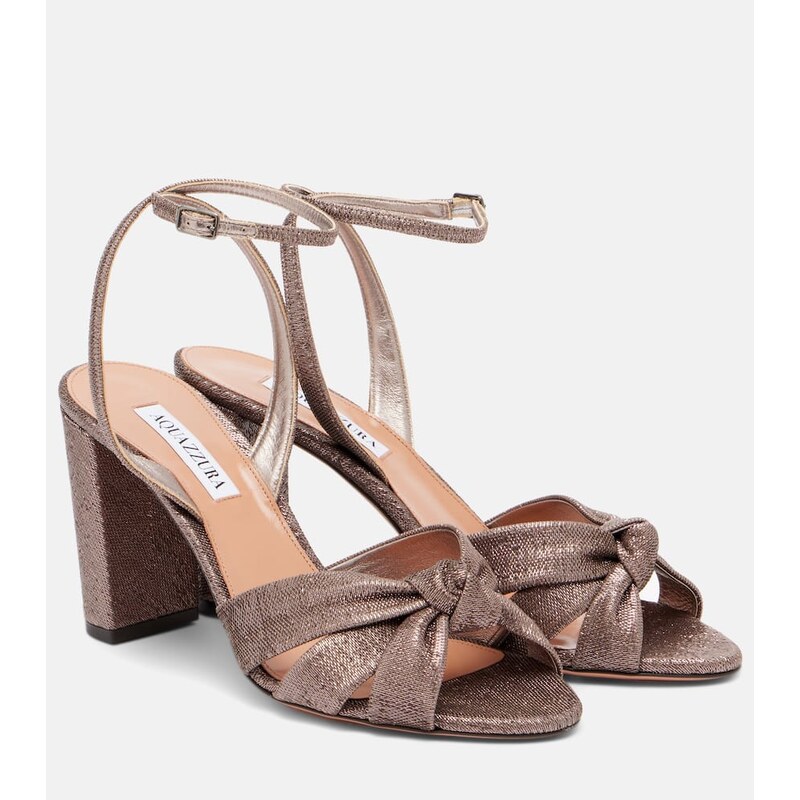 Aquazzura Nina 85 metallic-effect twill sandals