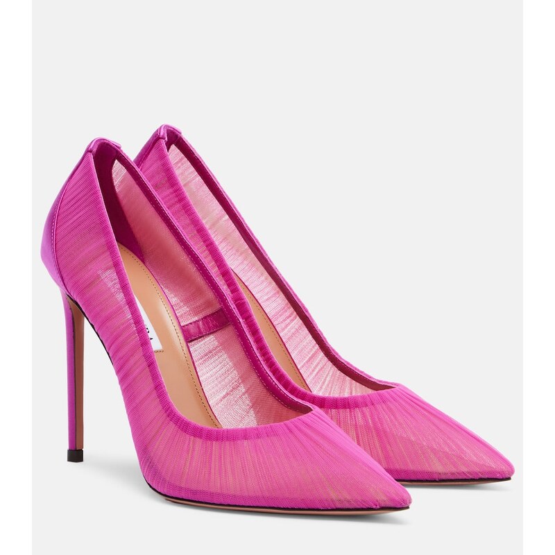 Aquazzura Voile 105 satin-trimmed tulle pumps