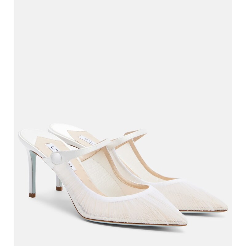 Aquazzura Voile 75 satin-trimmed tulle mules