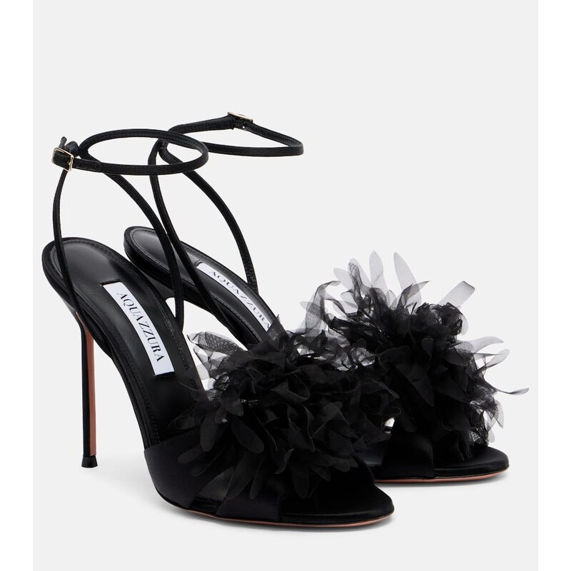 Aquazzura PoÃ¨me 105 satin slingback sandals