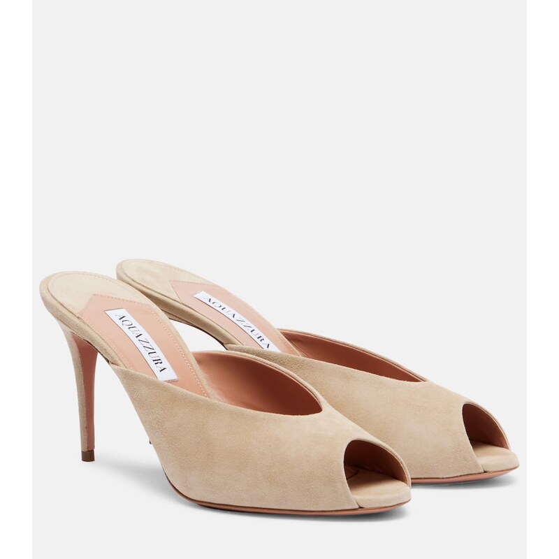 Aquazzura Secret 85 suede mules