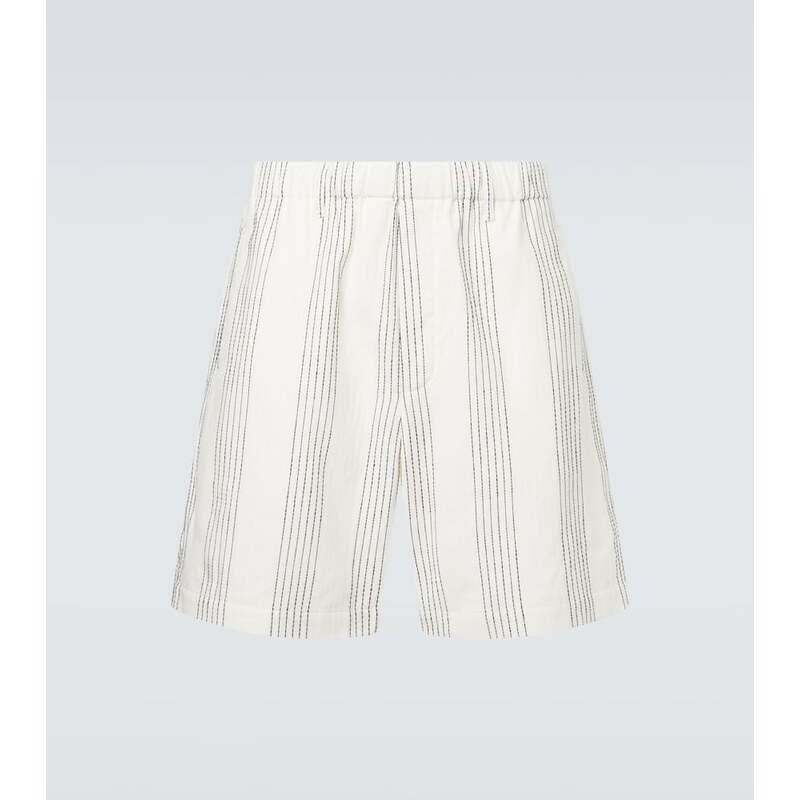 Commas Textured Striped cotton Bermuda shorts