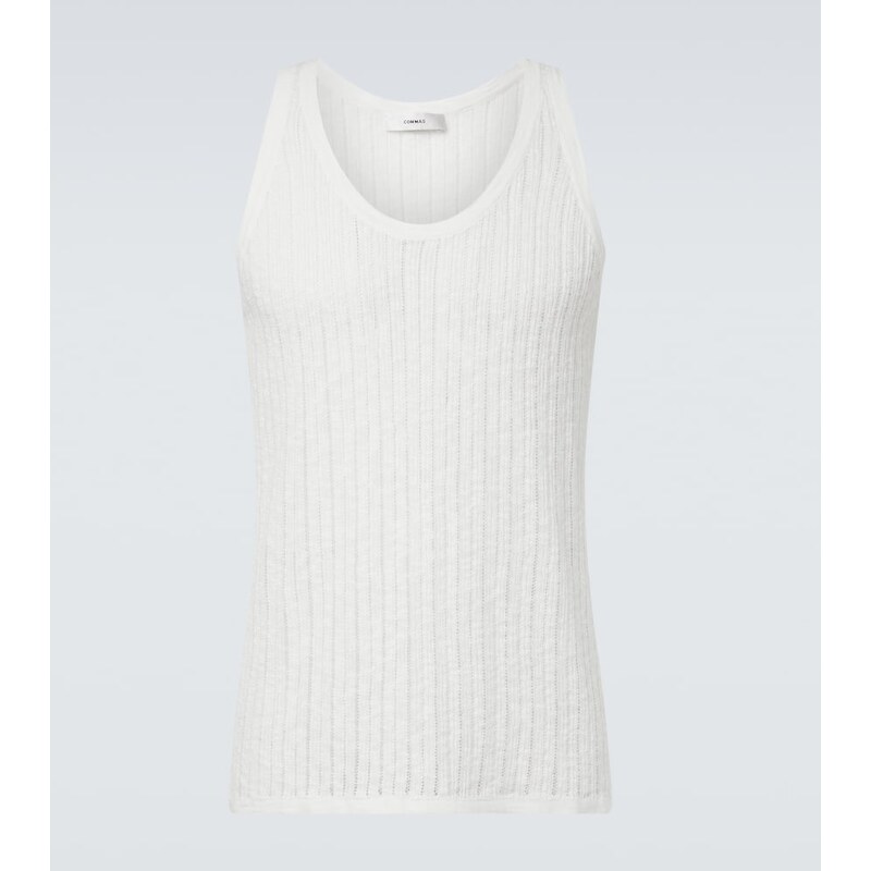 Commas Pointelle cotton and linen tank top