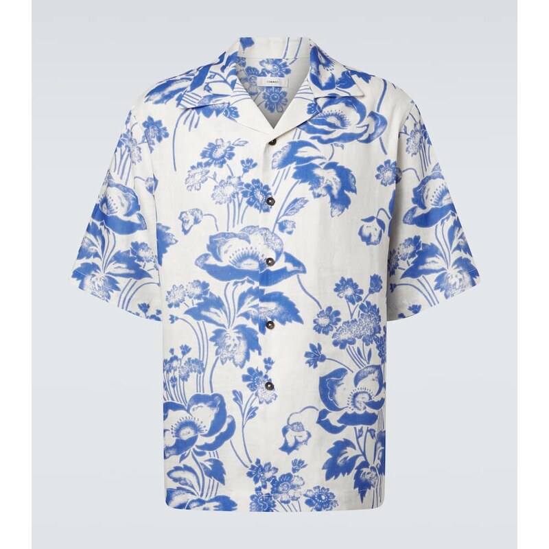 Commas Floral linen bowling shirt