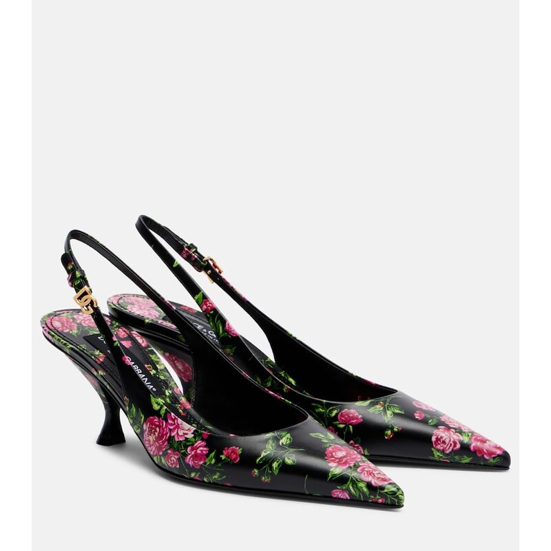 Dolce&Gabbana Lollo 60 floral leather slingback pumps