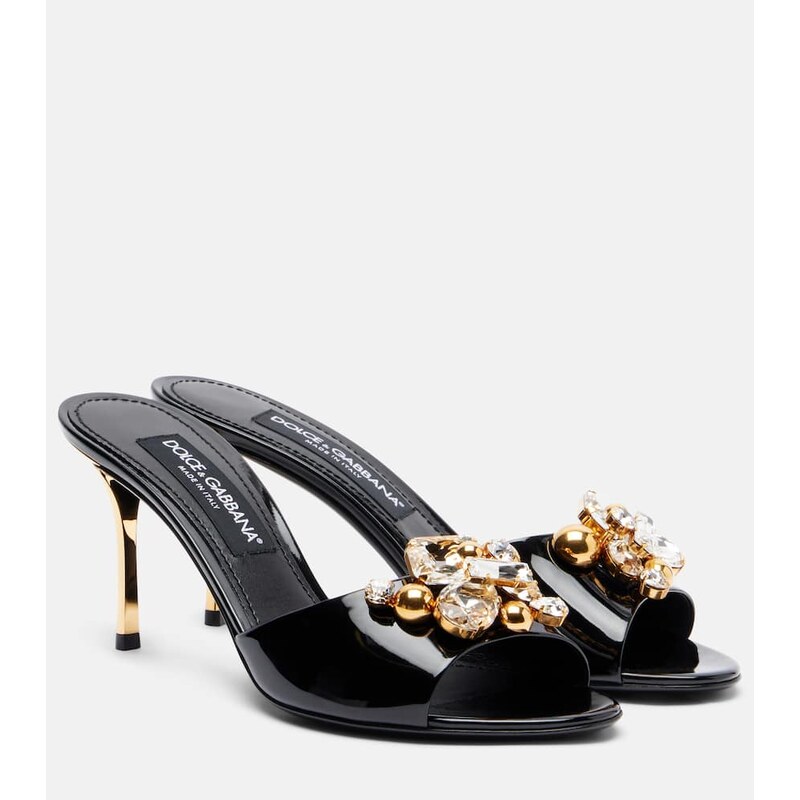 Dolce&Gabbana Embellished patent leather mules