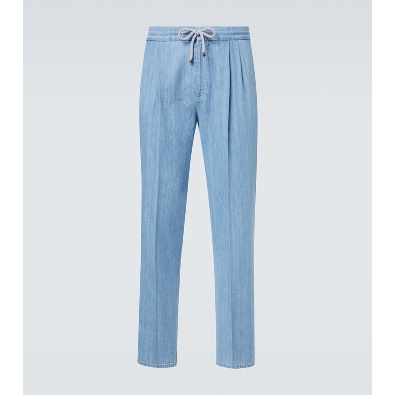 Brunello Cucinelli Pleated cotton straight pants