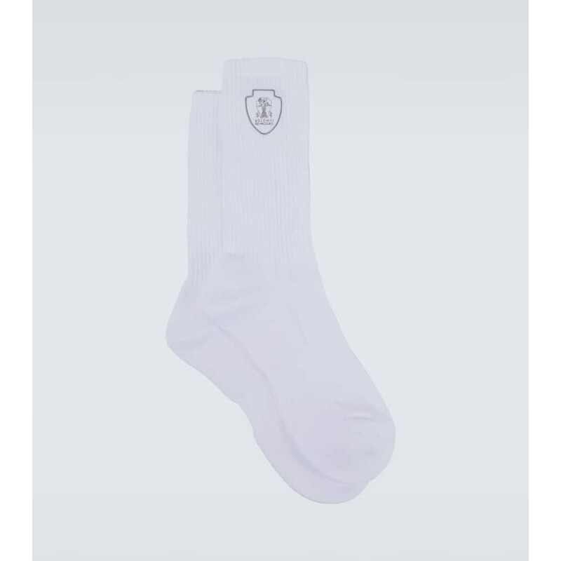 Brunello Cucinelli Logo ribbed-knit cotton-blend socks