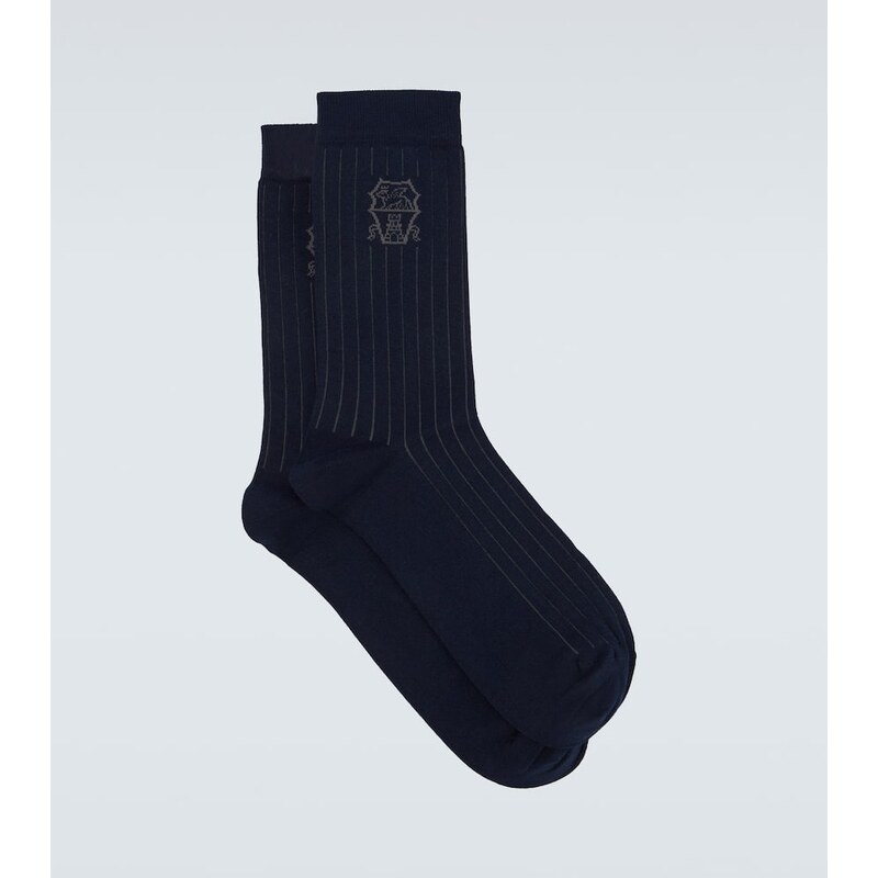 Brunello Cucinelli Logo ribbed-knit cotton socks