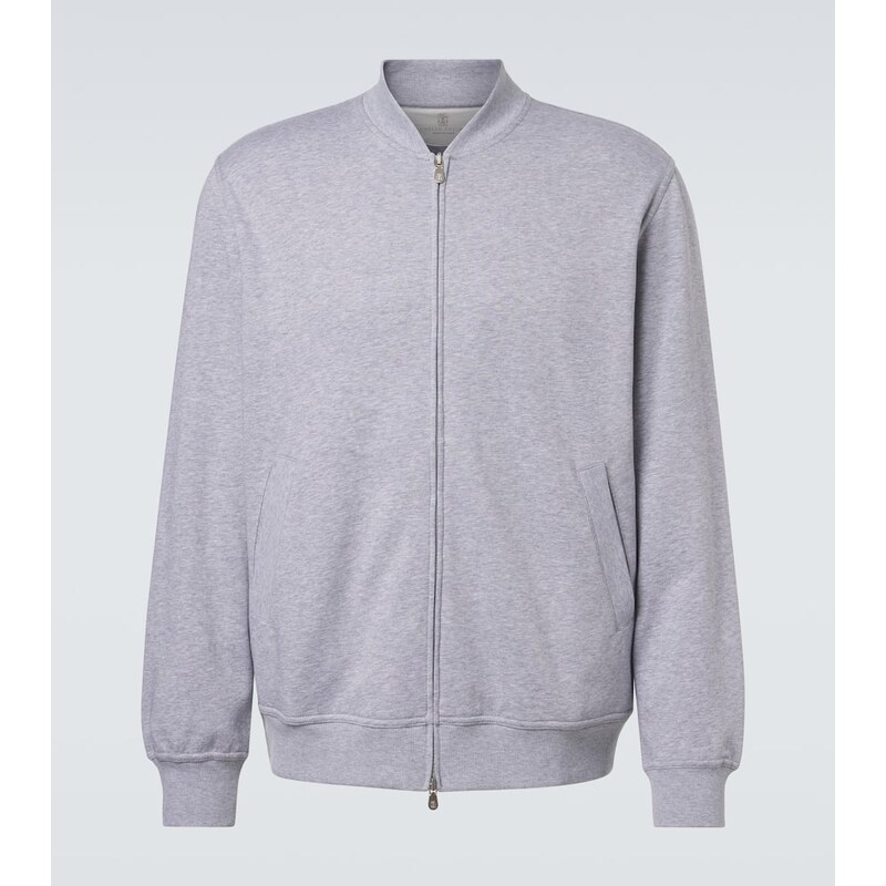 Brunello Cucinelli Cotton-blend jersey zip-up sweater
